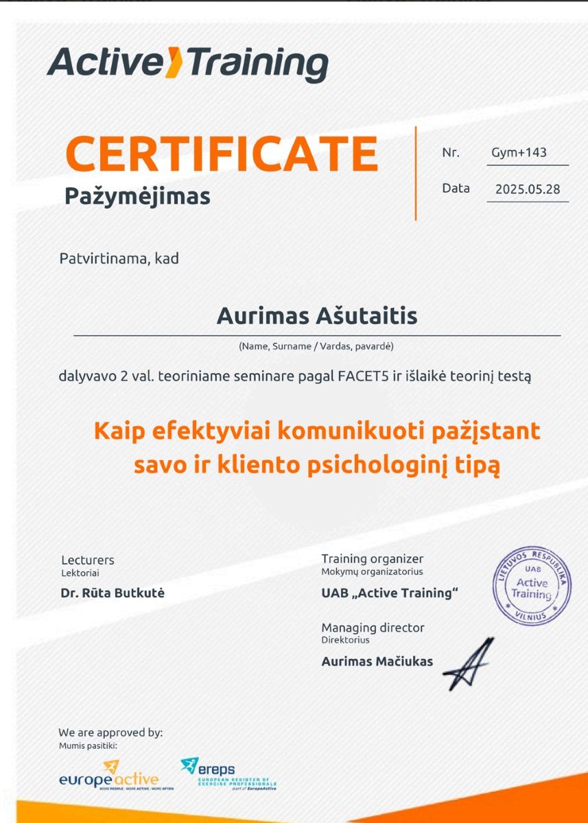 Efektyvios komunikacijos mokymai sertifikatas